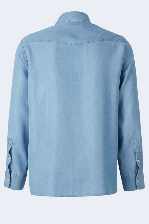 Alex Washed Lyocell Shirt in Mid Indigo