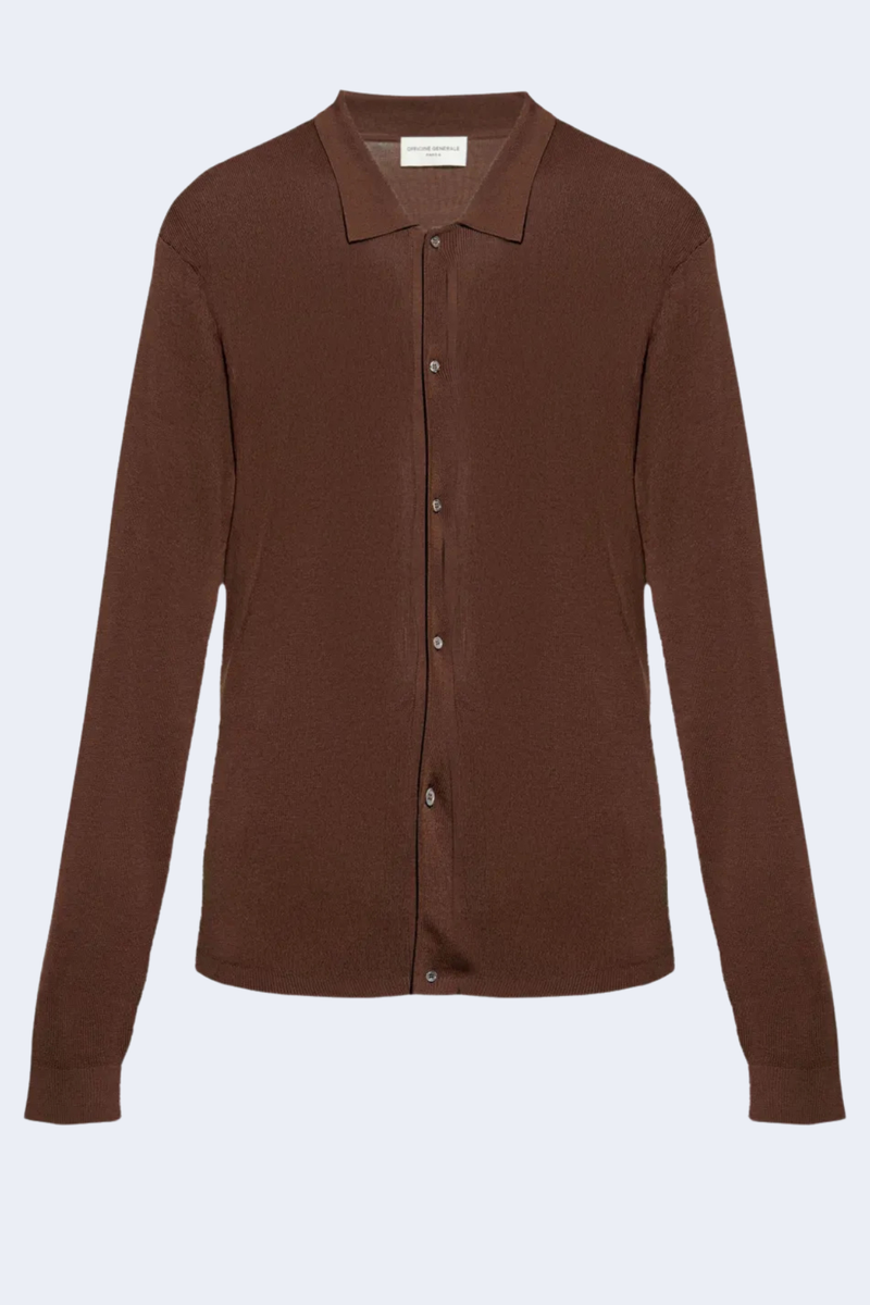 Brent Lyocell Wool Cardigan in Iced Coffee