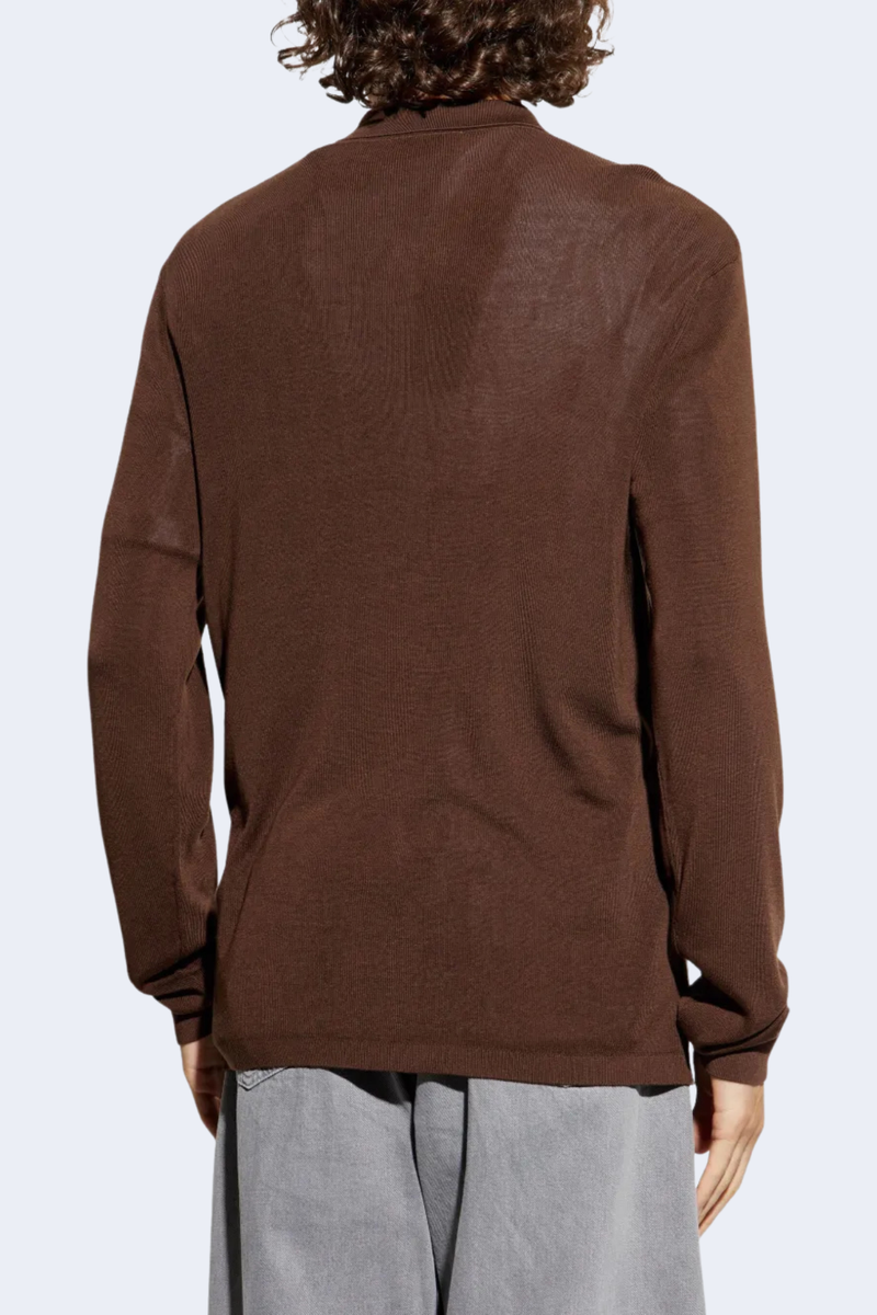 Brent Lyocell Wool Cardigan in Iced Coffee