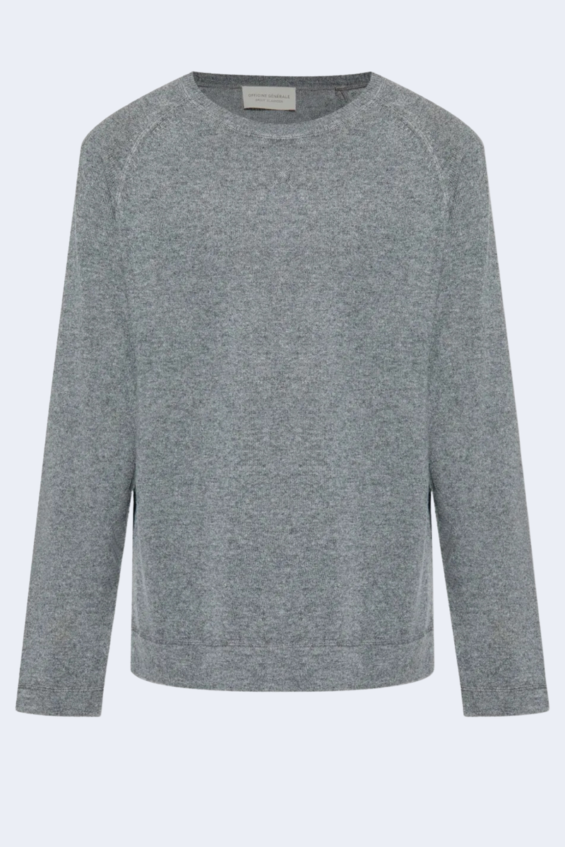 Nate Cashmere Crewneck Sweater in Grey