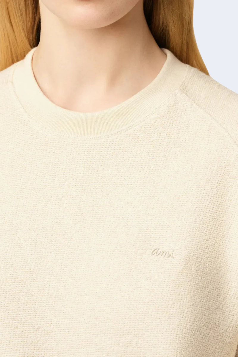Crewneck Fleece Sweater in Ivoire