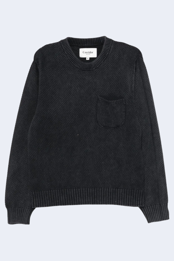 Acid Wash Crewneck in Black