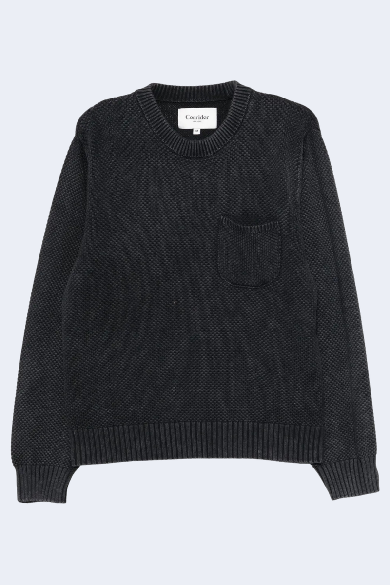 Acid Wash Crewneck in Black