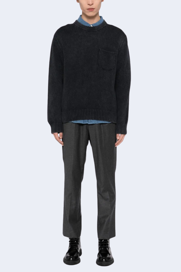 Acid Wash Crewneck in Black