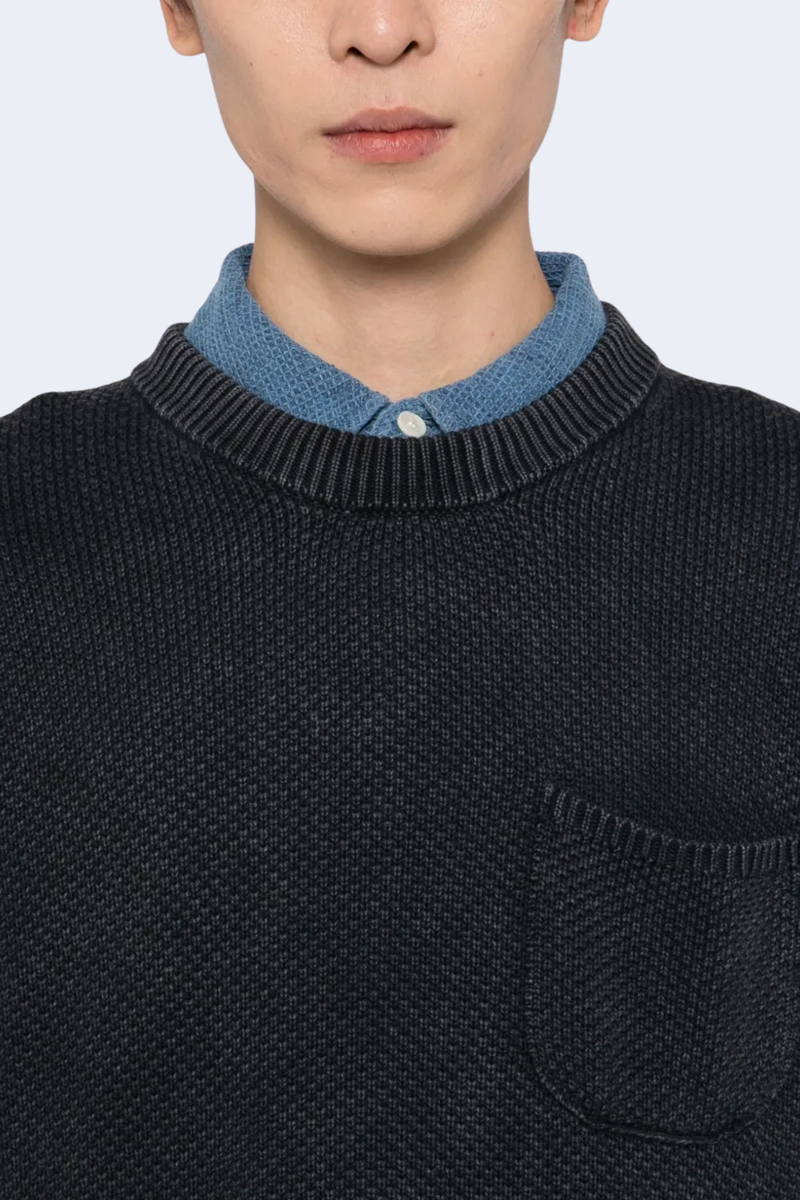 Acid Wash Crewneck in Black