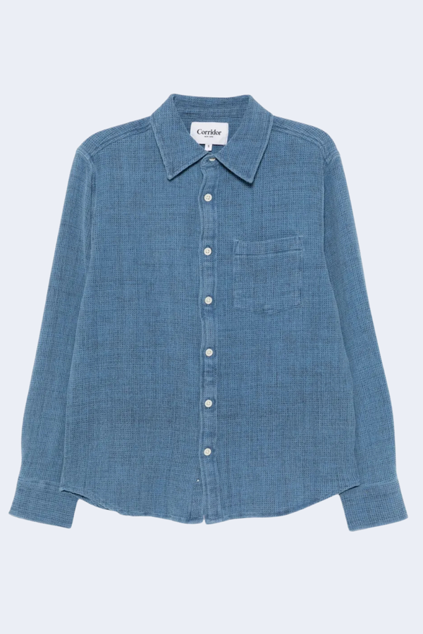 Pigment Dyed Waffle Ls in Indigo