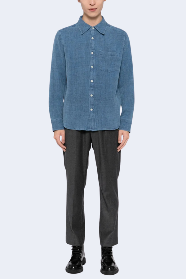 Pigment Dyed Waffle Ls in Indigo