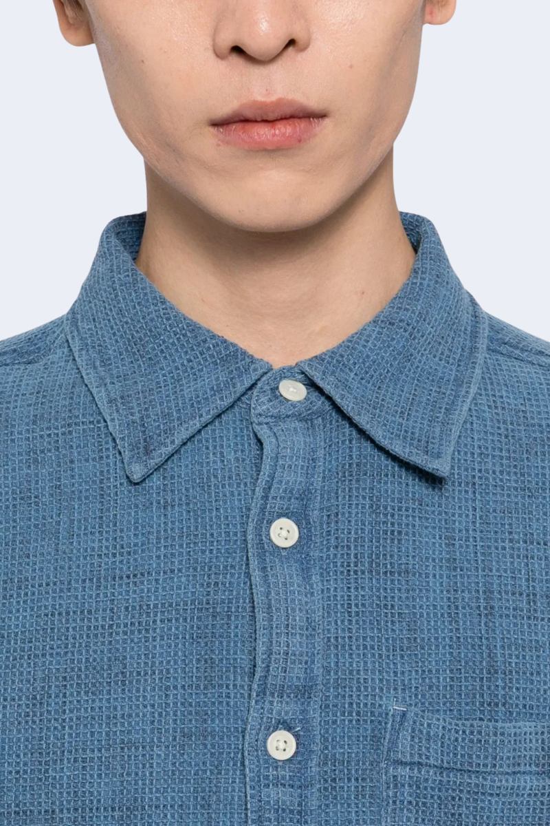 Pigment Dyed Waffle Ls in Indigo