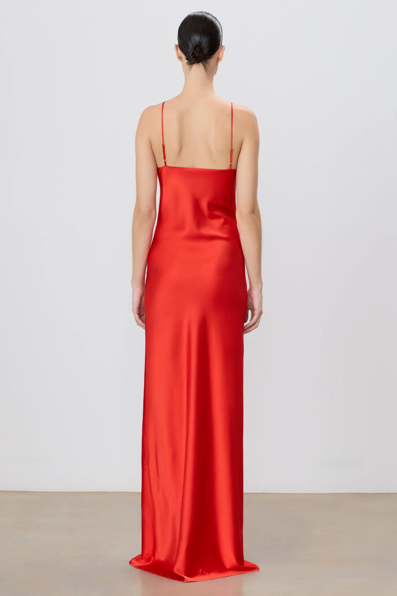Mila Silk Maxi Dress in Poppy