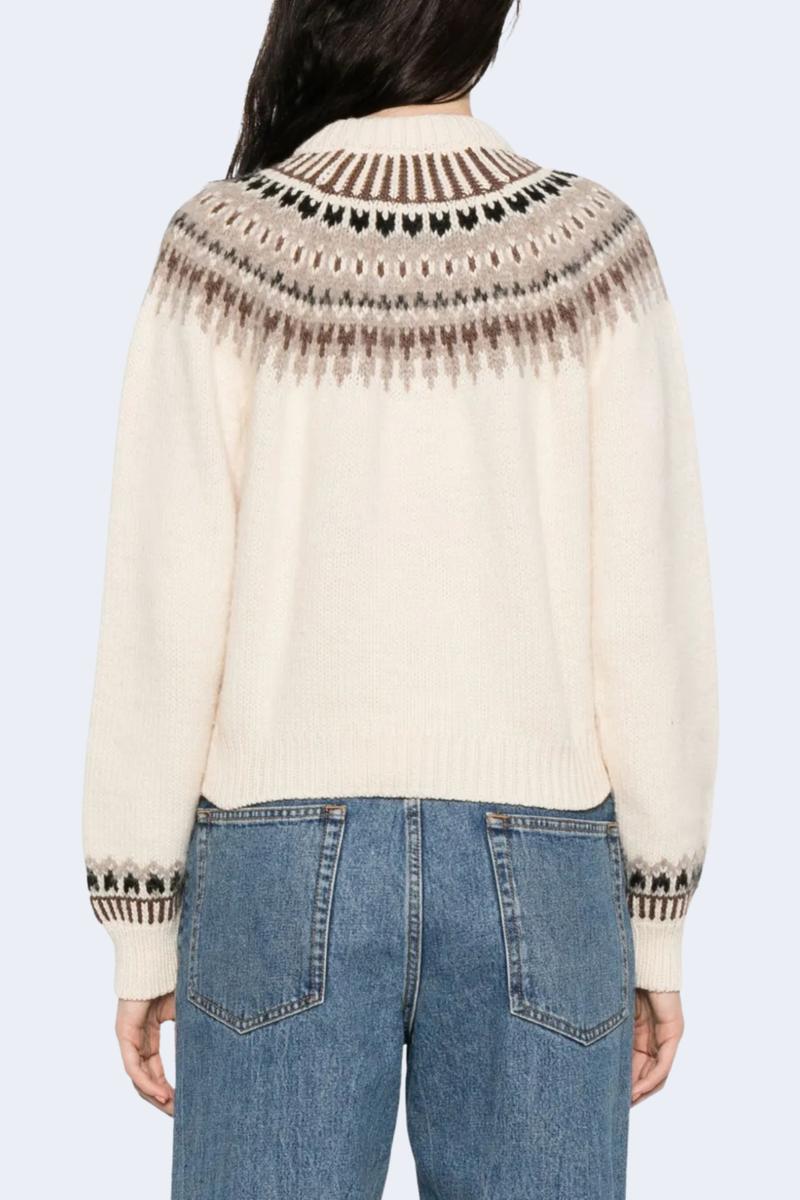 Clarke Cardigan in Oatmeal Olympia Fair Isle