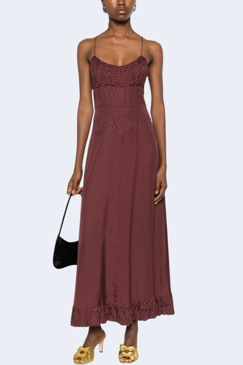 Rosaria Dress in Burgandy Colette Dot