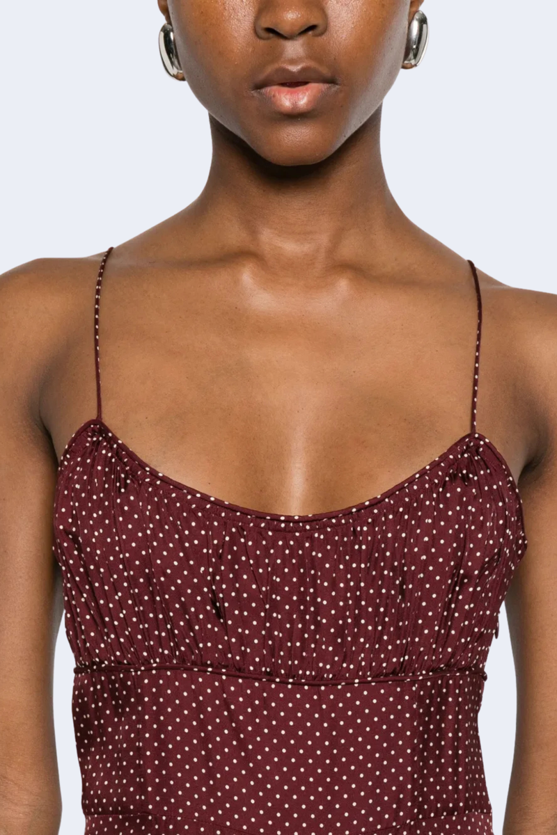 Rosaria Dress in Burgandy Colette Dot