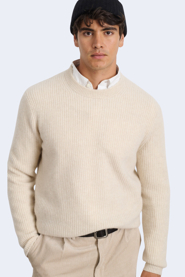 Jordan Sweater In Washed Cashmere in Heather Ecru
