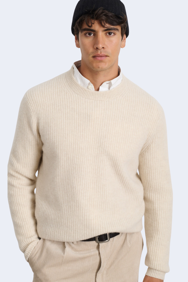 Jordan Sweater In Washed Cashmere in Heather Ecru
