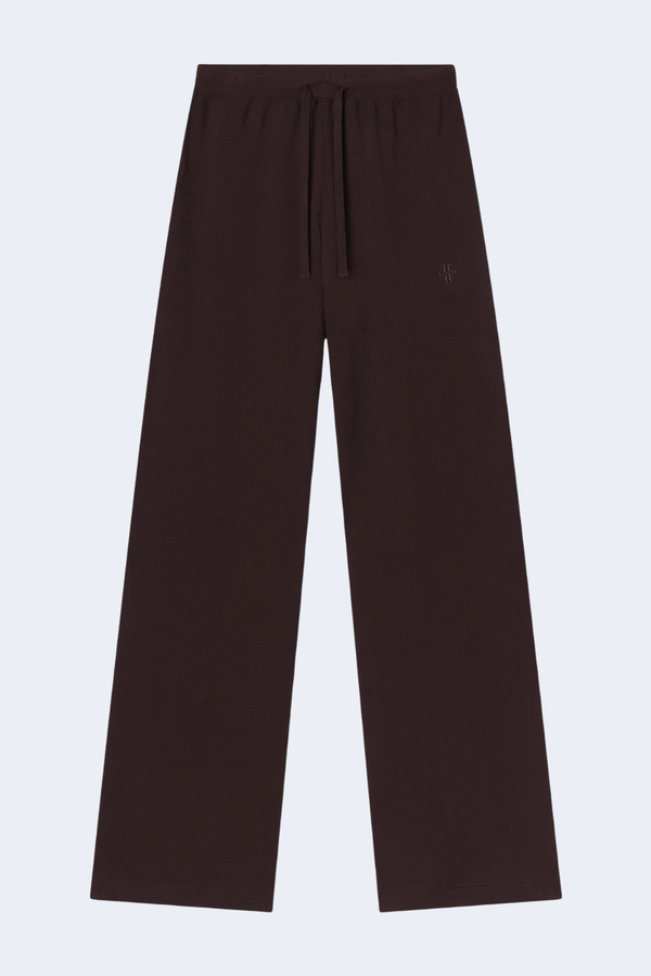 Cotton Drawstring Wide Leg Sweatpant in Espresso
