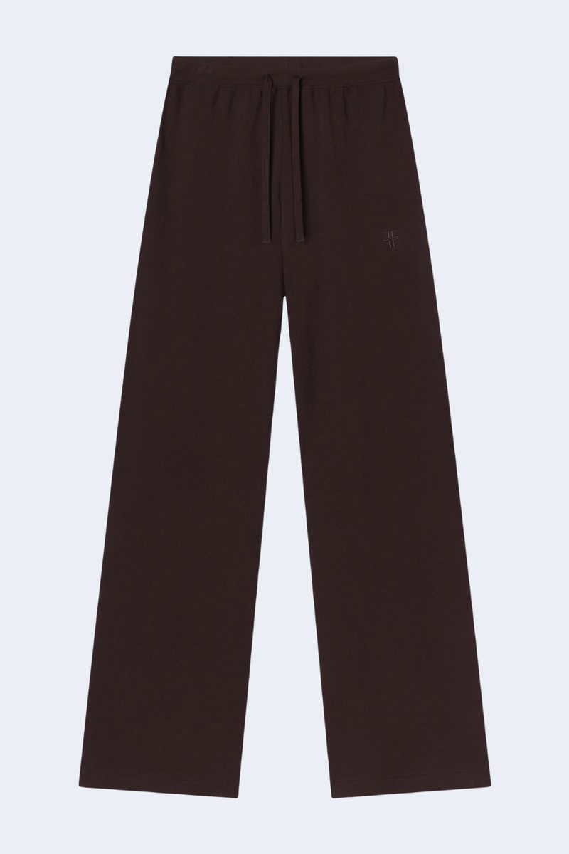 Cotton Drawstring Wide Leg Sweatpant in Espresso
