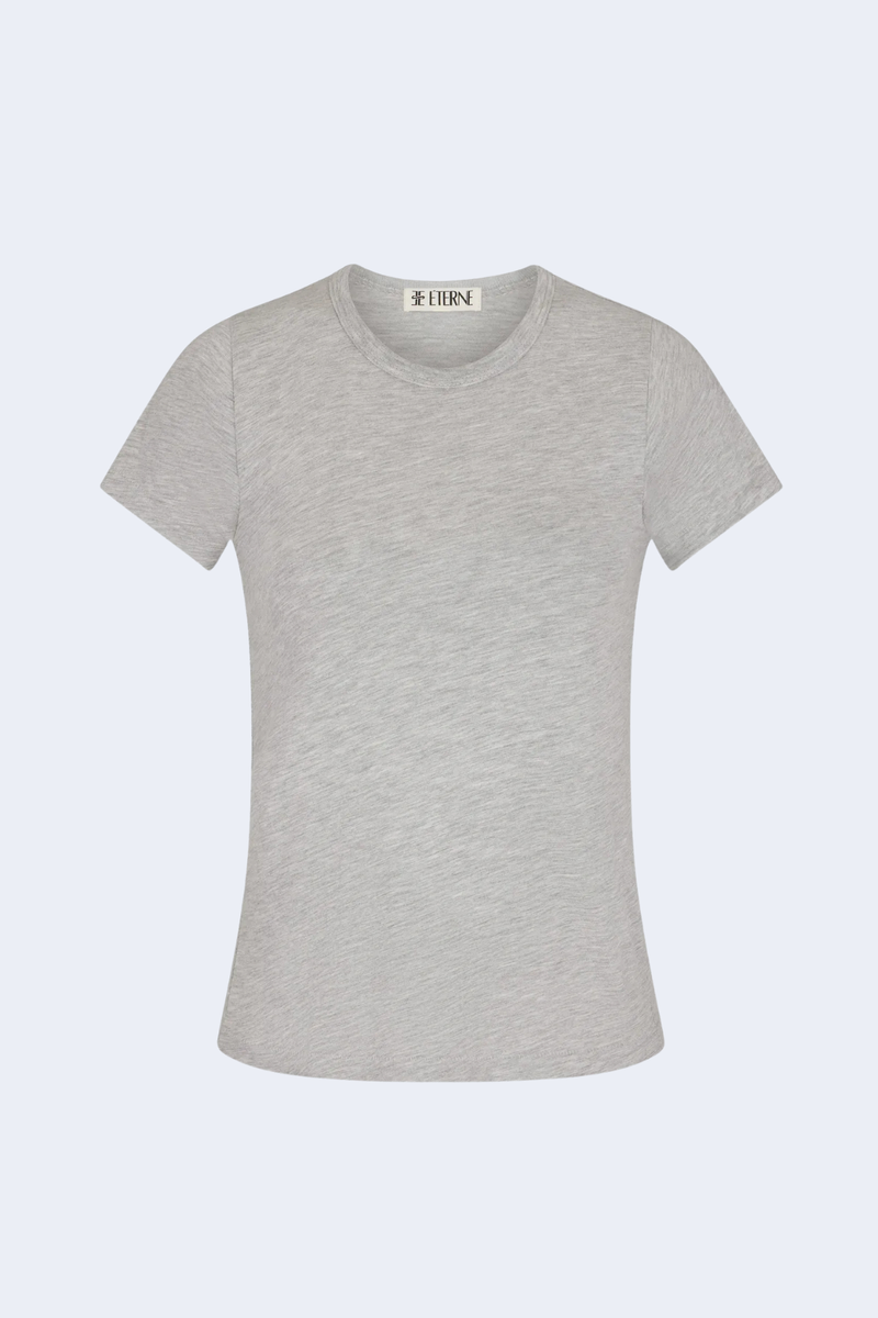 Fitted Crewneck Short Sleeve T-Shirt in Heather Grey