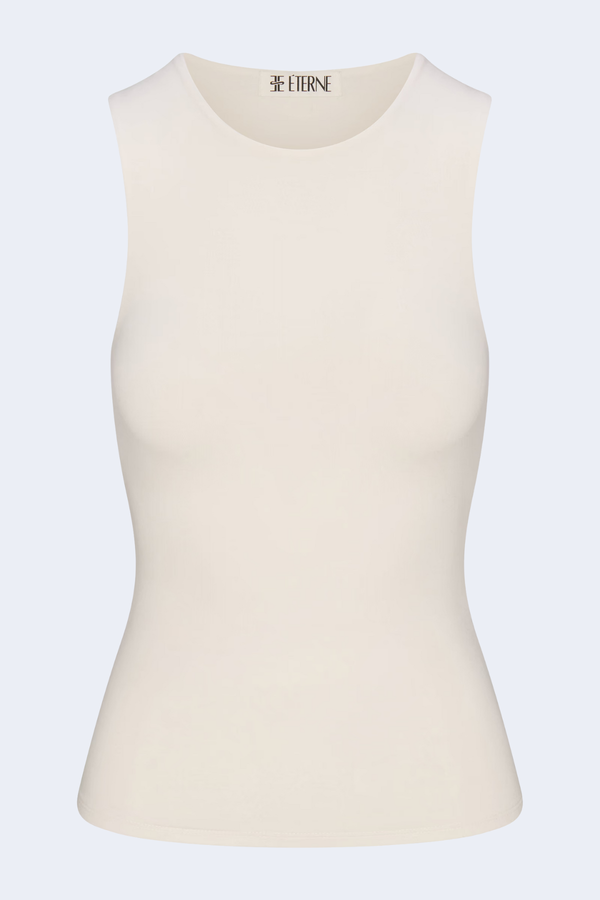 Sleeveless Crewneck Top  in Ivory