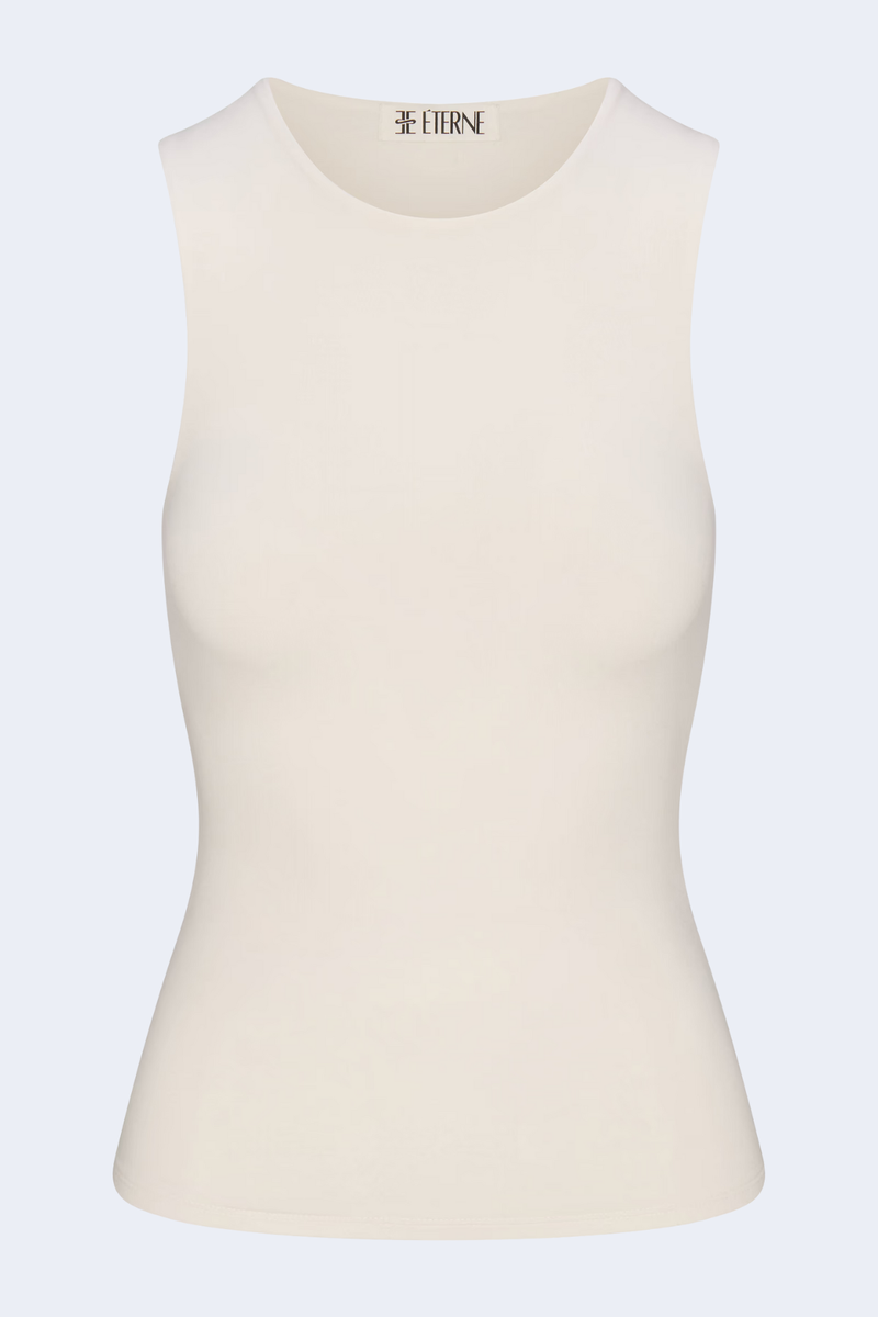 Sleeveless Crewneck Top  in Ivory