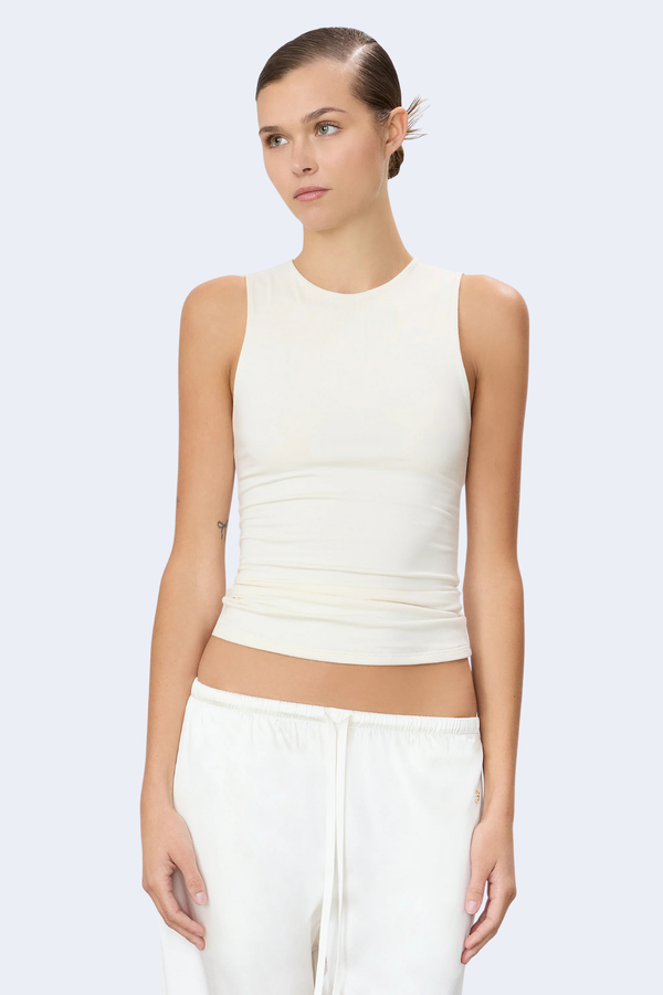 Sleeveless Crewneck Top  in Ivory
