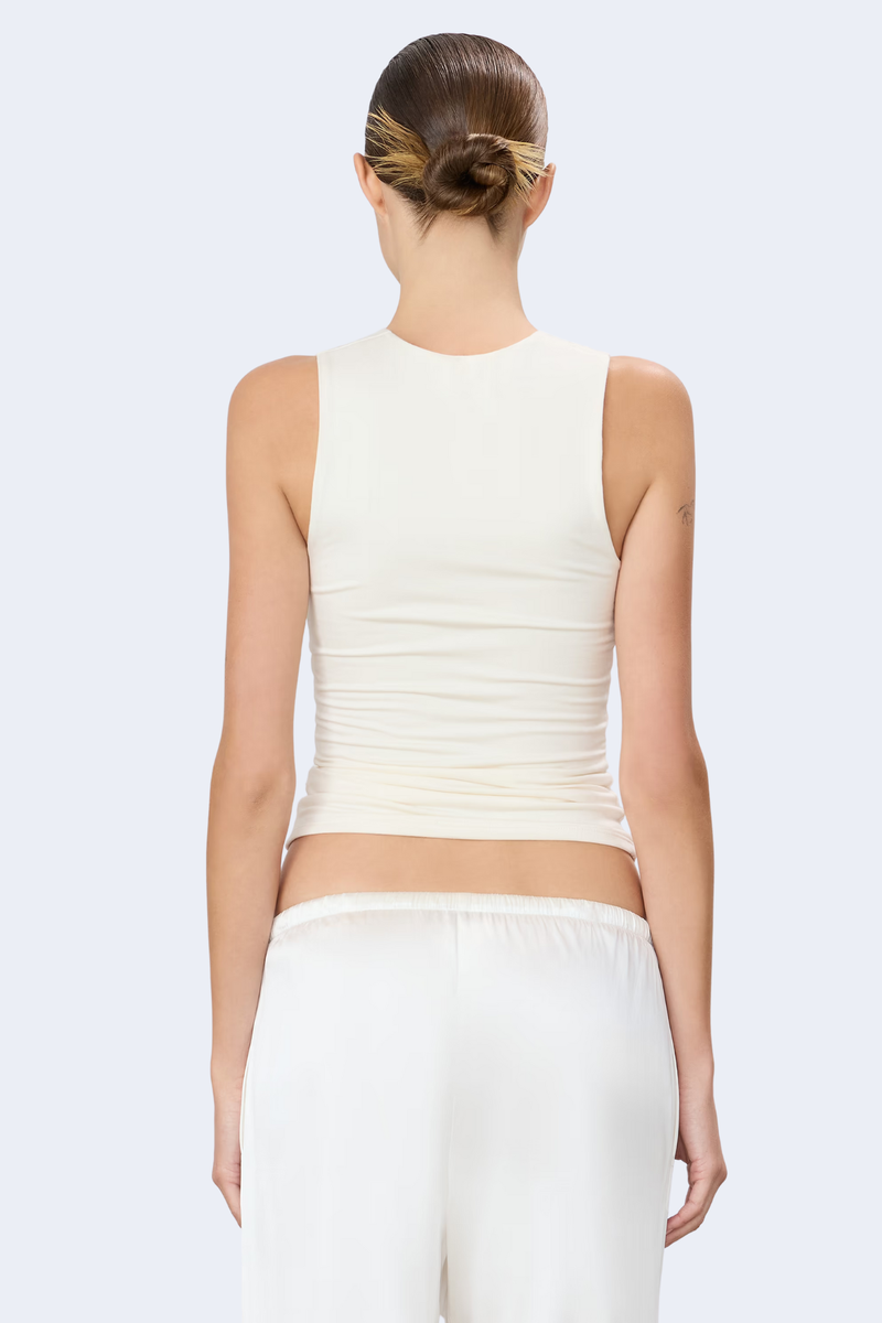 Sleeveless Crewneck Top  in Ivory