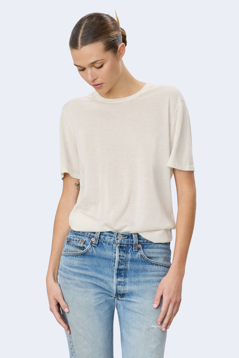 Short Sleeve Boyfriend T-Shirt in Bone
