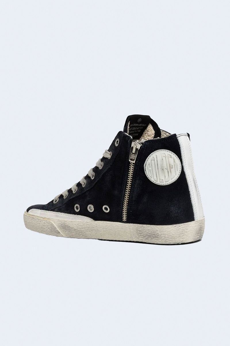 Francy Classic Suede Upper Shiny Leather Star Sneakers in Night Blue/White