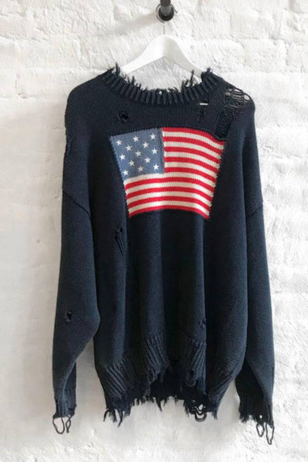 Flag Sweater in Navy