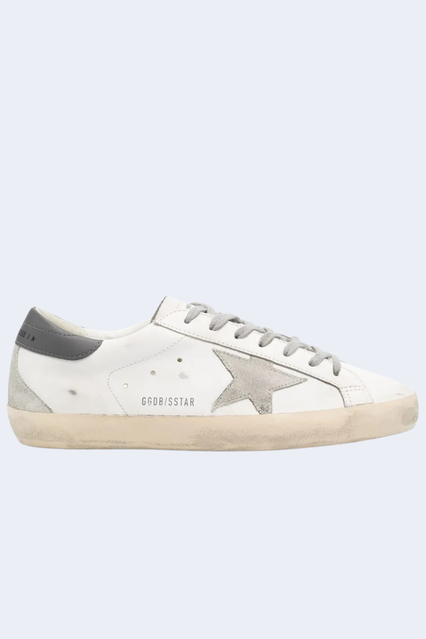 Super Star Leather Upper And Heel Suede Star And Spur Sneaker in White/Ice/Dark Gray