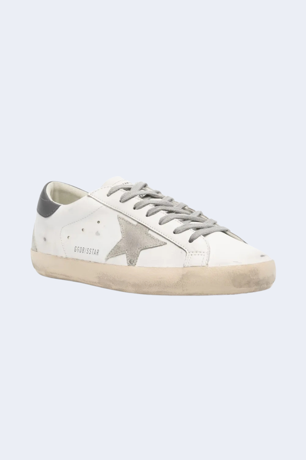 Super Star Leather Upper And Heel Suede Star And Spur Sneaker in White/Ice/Dark Gray