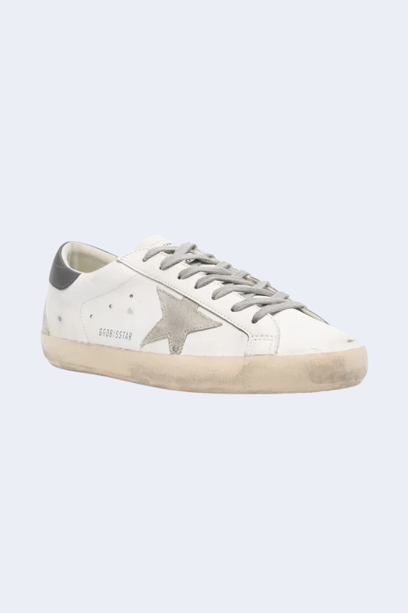 Super Star Leather Upper And Heel Suede Star And Spur Sneaker in White/Ice/Dark Gray