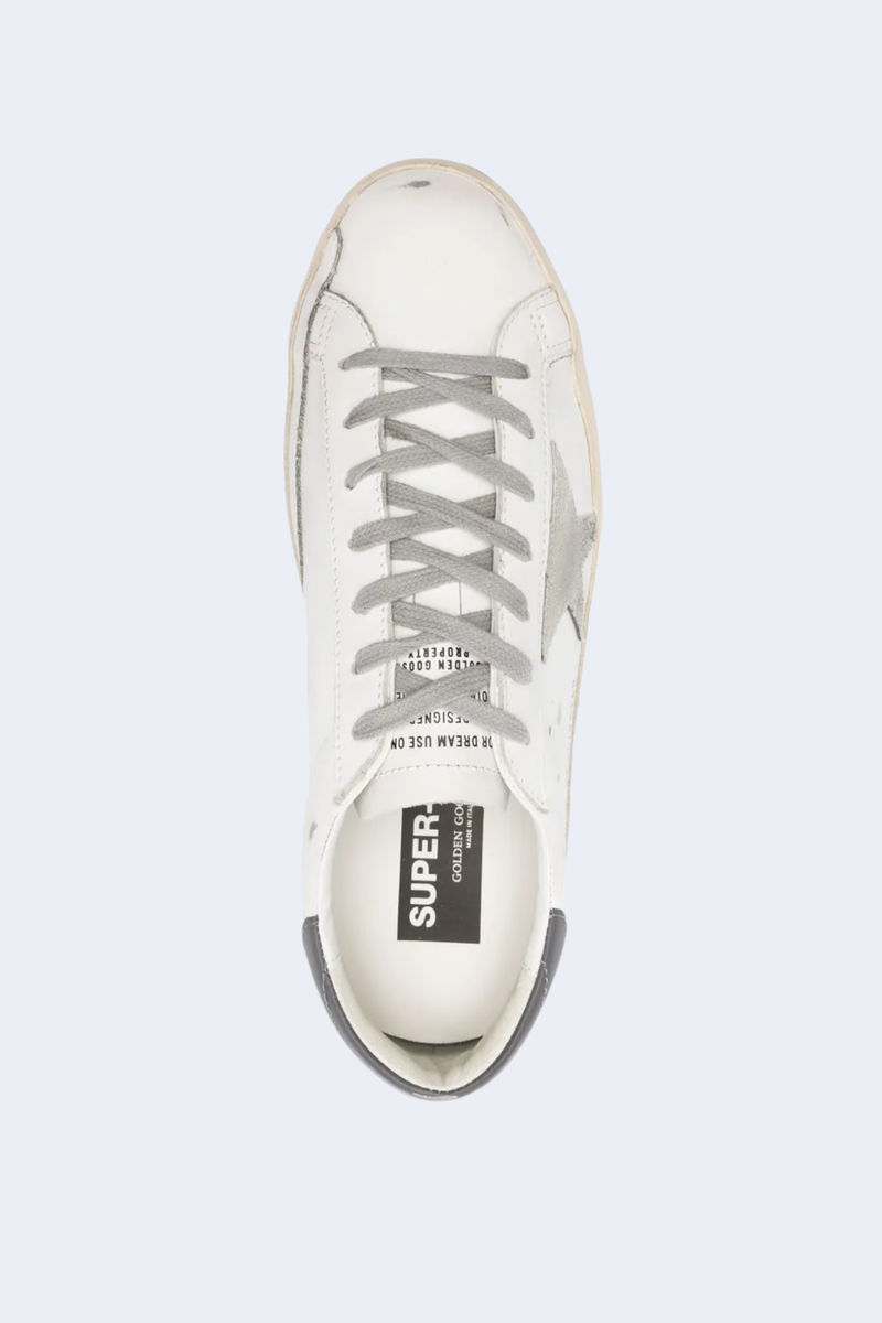 Super Star Leather Upper And Heel Suede Star And Spur Sneaker in White/Ice/Dark Gray