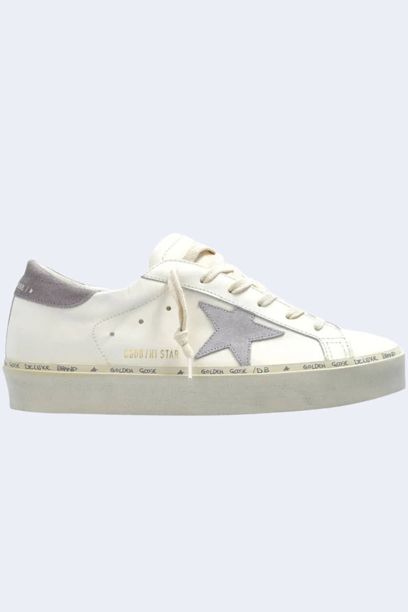 Hi Star Leather Upper And Toe Suede Star And Heel in White/Lilla/Lilac