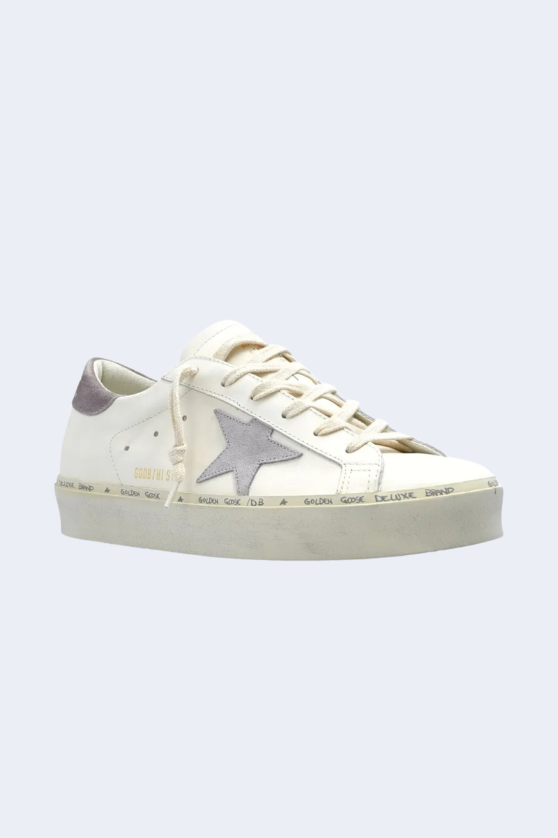 Hi Star Leather Upper And Toe Suede Star And Heel in White/Lilla/Lilac