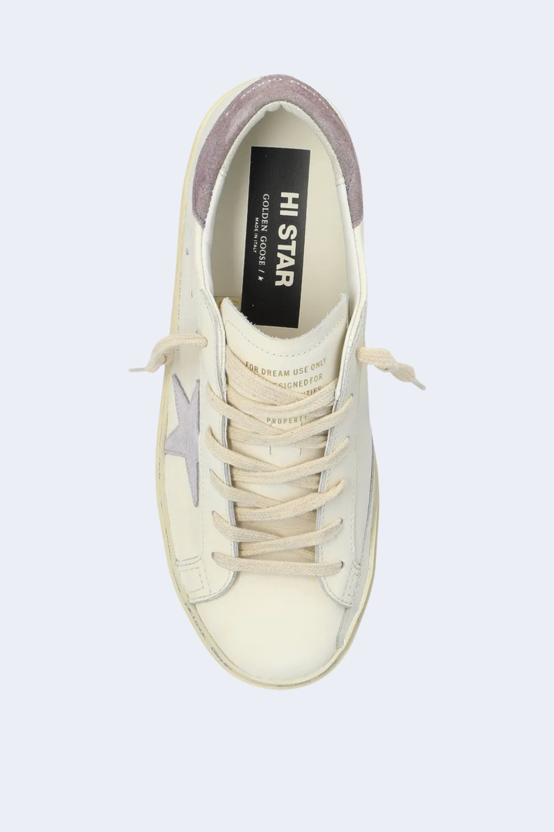 Hi Star Leather Upper And Toe Suede Star And Heel in White/Lilla/Lilac