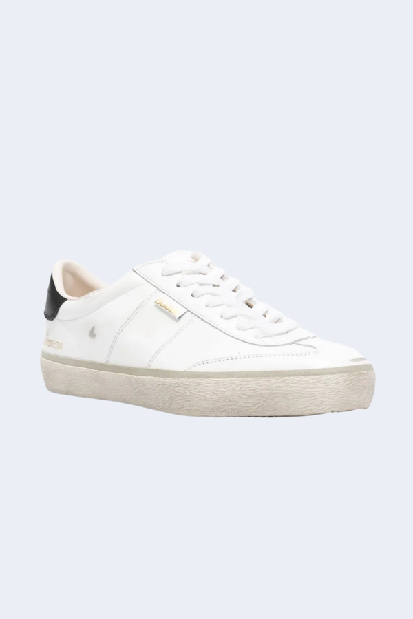 Soul-Star Leather Upper Tongue And Hee Sneaker in White/Black