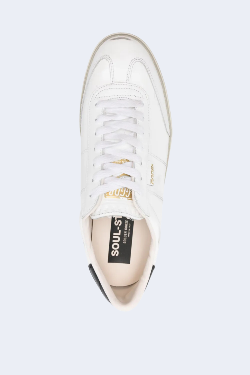Soul-Star Leather Upper Tongue And Hee Sneaker in White/Black