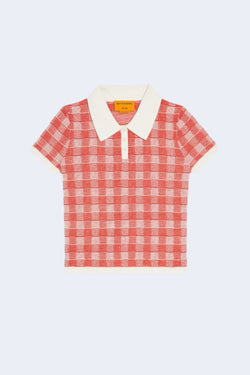 Gingham Shrunken Polo in Cherry Combo