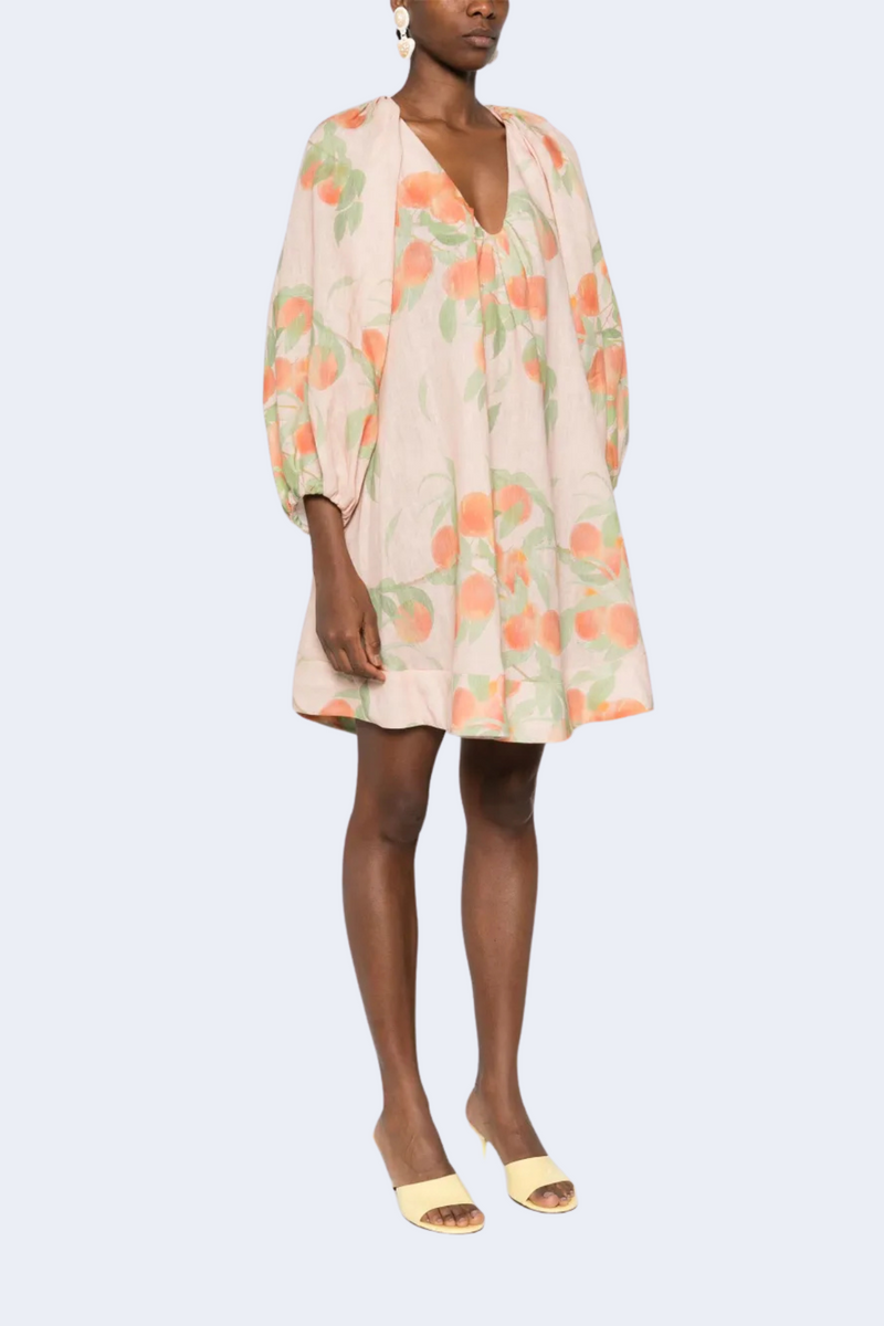 Georgette Short Dress in Peachtree Peach