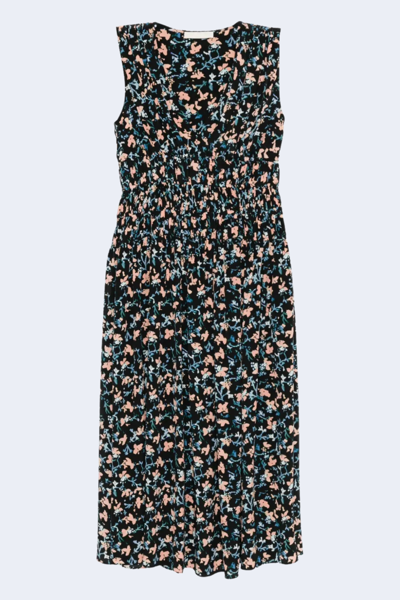 sylvie midi dress Baltic Born Womens Sylvie Tiered Midi Dress | Black Multi
