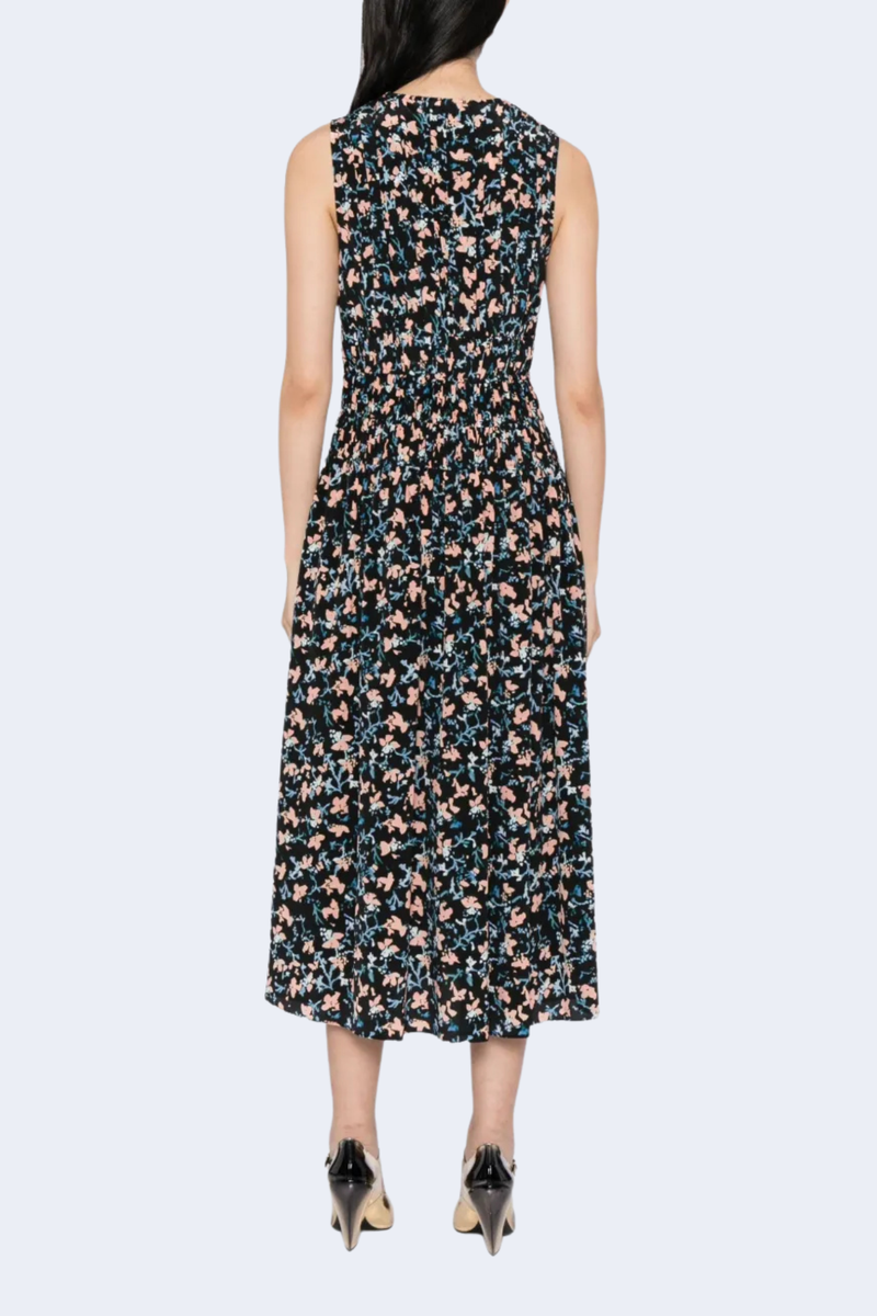 Sylvie Sleeveless V-Neck Midi Dress in Nocturne