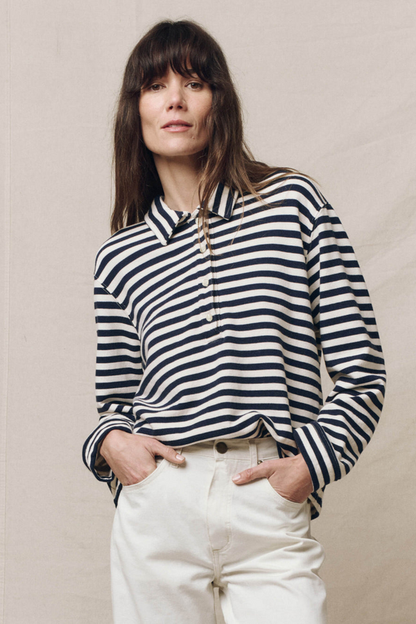 The Rugby Sweatshirt in Navy Sailor Stripe