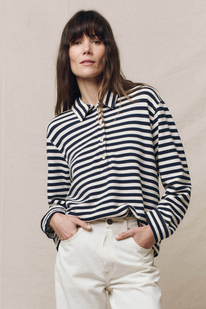 The Rugby Sweatshirt in Navy Sailor Stripe