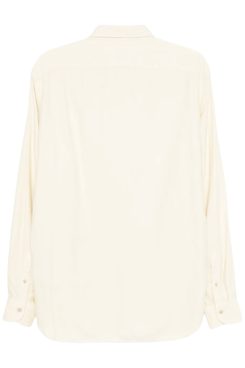 Viscose Cotton Brushed Long Sleeve Button Down Shirt in Ivory