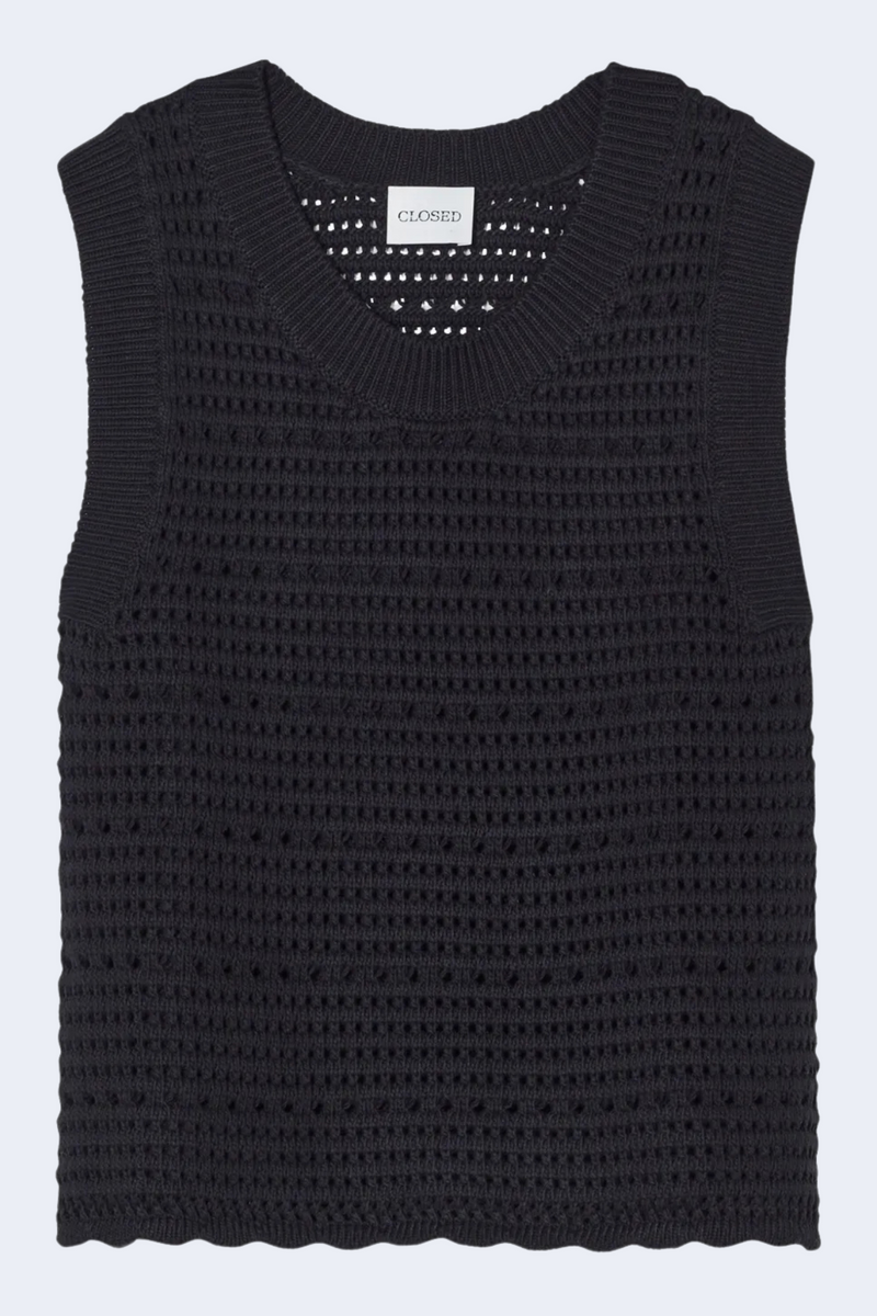 Crochet Tank Top in Black