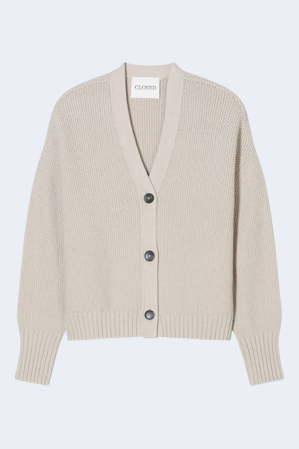 V Cardigan in Soft Beige