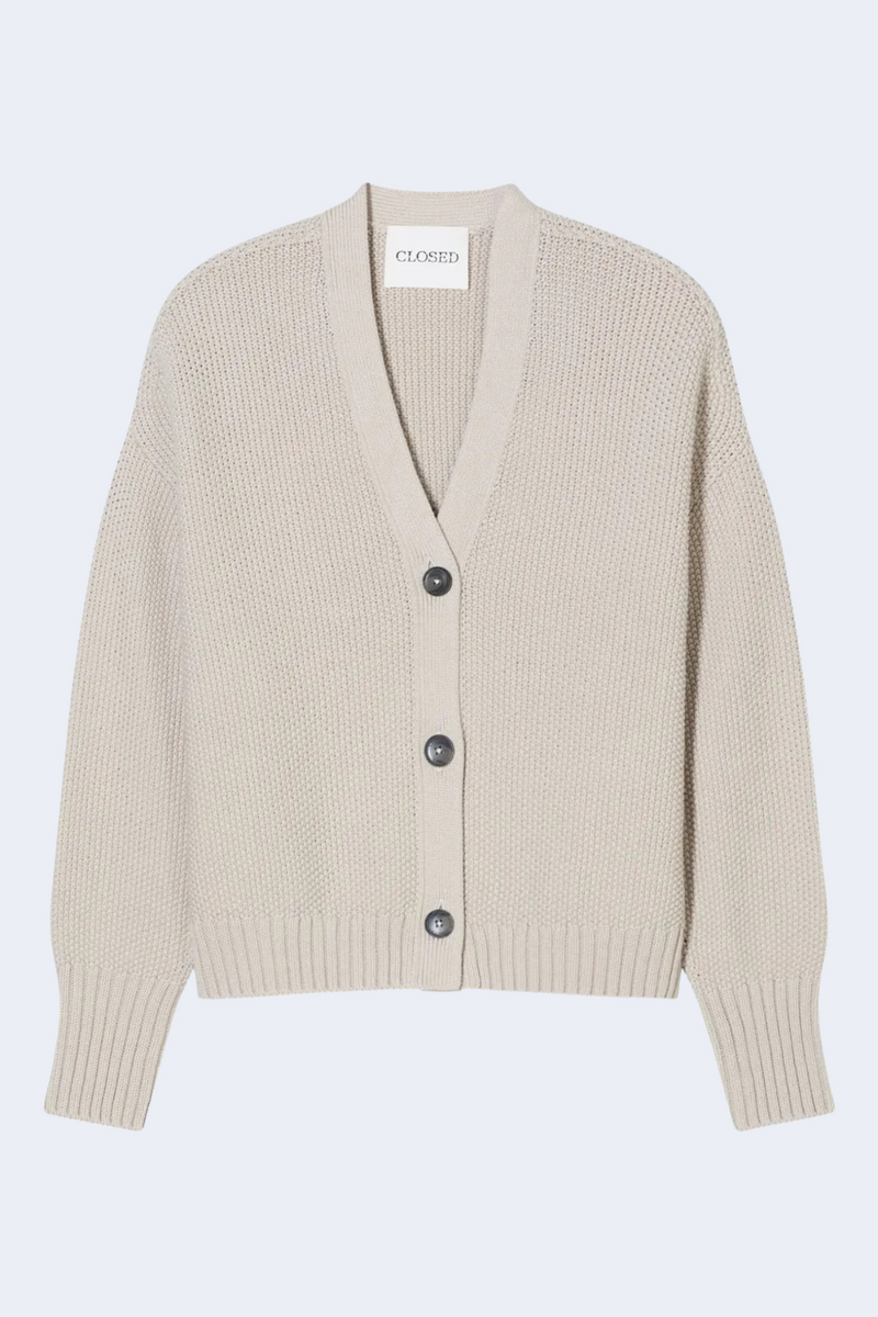 V Cardigan in Soft Beige