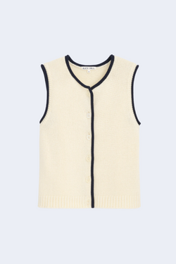 Bridget Tipped Vest in Ivory & Dark Navy