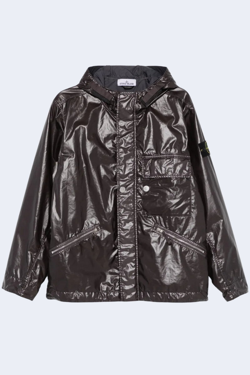 Short Shiny Parka in Charcoal