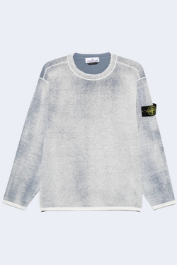 Long Sleeve Crew Neck Cotton Spray Sweater in Dark Blue